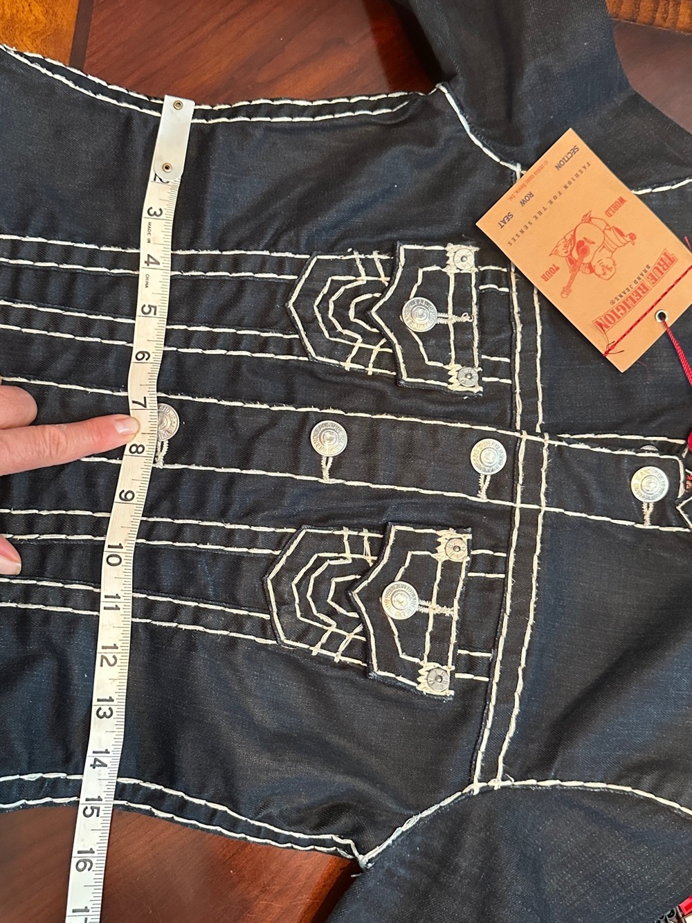 DESIGNER ‘TRUE RELIGION’ Jean Contrast-Stitch Button Front Jacket - Women's - Picture 14 of 16
